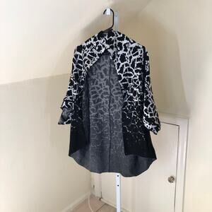 Ming Wang EUC Women's Abstract Print Kimono Jacket/Sweater Black Size S/M